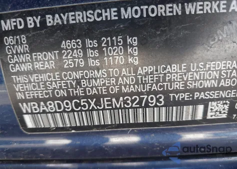 2018 BMW 330I xDrive z USA, uszkodzony, nr VIN WBA8D9C5XJEM32793